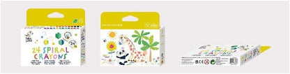 Haku Yoka 6303079 Spiral Wax Crayons Set, 24 Wax Colours, Colourful Wax Crayons with Grip Rings, Easy to Grip, No Staining, Ideal for Children from 3 Years