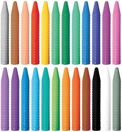 Haku Yoka 6303079 Spiral Wax Crayons Set, 24 Wax Colours, Colourful Wax Crayons with Grip Rings, Easy to Grip, No Staining, Ideal for Children from 3 Years