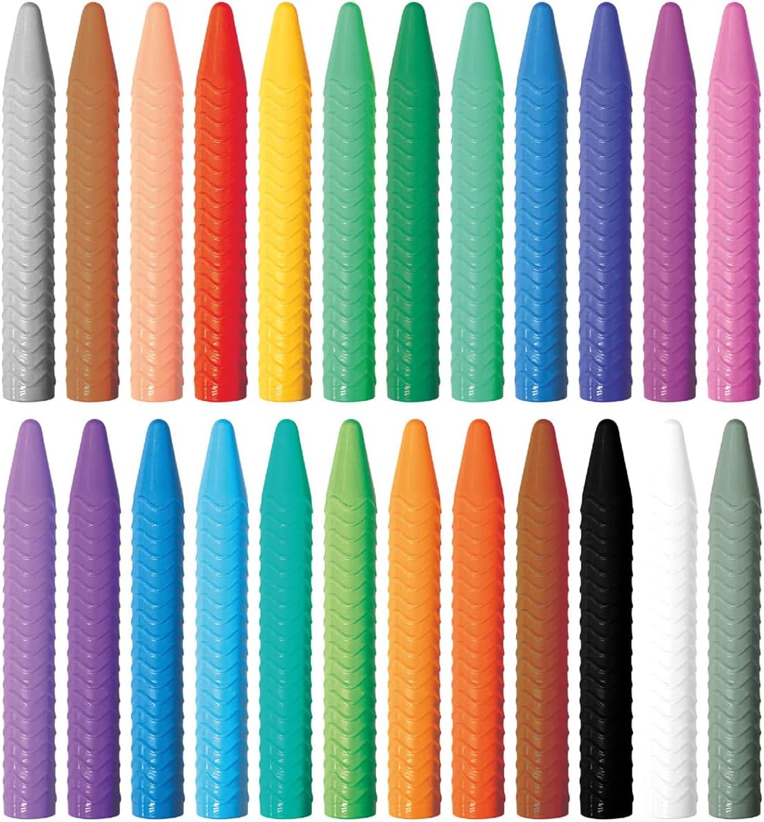 Haku Yoka 6303079 Spiral Wax Crayons Set, 24 Wax Colours, Colourful Wax Crayons with Grip Rings, Easy to Grip, No Staining, Ideal for Children from 3 Years