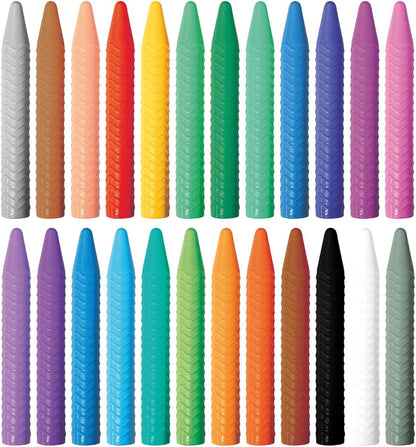 Haku Yoka 6303079 Spiral Wax Crayons Set, 24 Wax Colours, Colourful Wax Crayons with Grip Rings, Easy to Grip, No Staining, Ideal for Children from 3 Years
