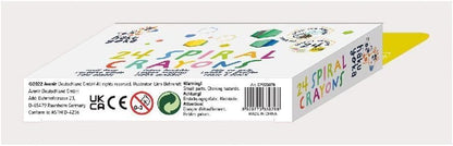 Haku Yoka 6303079 Spiral Wax Crayons Set, 24 Wax Colours, Colourful Wax Crayons with Grip Rings, Easy to Grip, No Staining, Ideal for Children from 3 Years