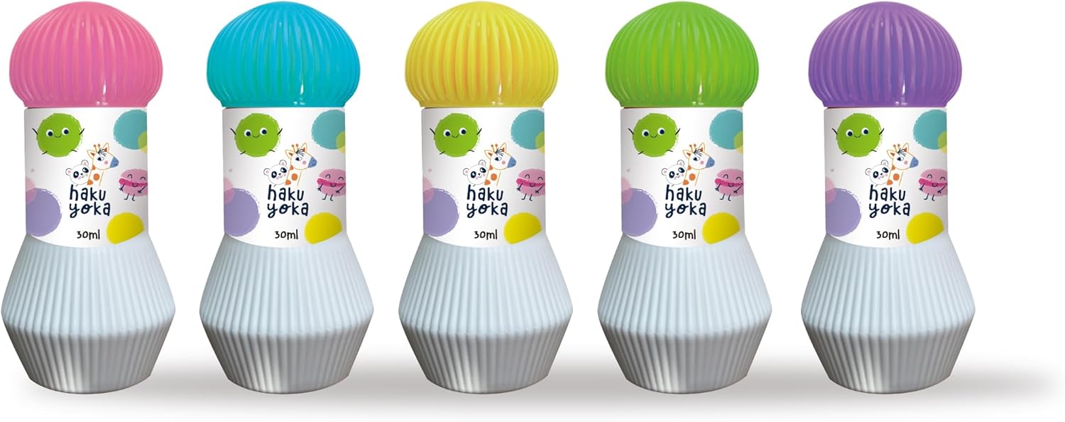 Hakuyoka Punktmarker, abwaschbar, 5-Farben-Set, griffig und ungiftig, lustige Punktkunst für Kinder (Pastellfarben