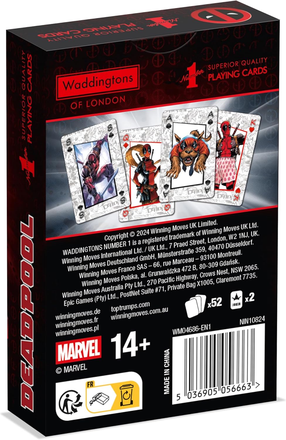 Waddingtons Number 1 Deadpool Playing Card Game, Play with your favourite superheroes from Lady Deadpool and Kidpool, gift and toy for ages 14 plus
