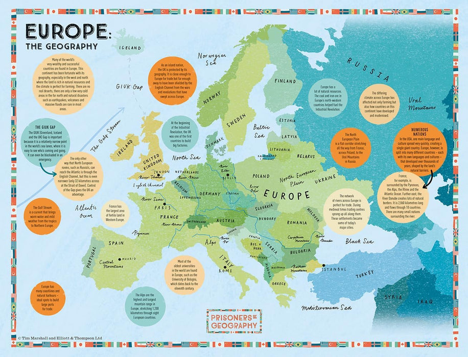 Explore Europe with Prisoners of Geography 500-Piece Jigsaw Map – A Fascinating Insight into Europe’s Geography and Politics - Size 50 x 38 CM