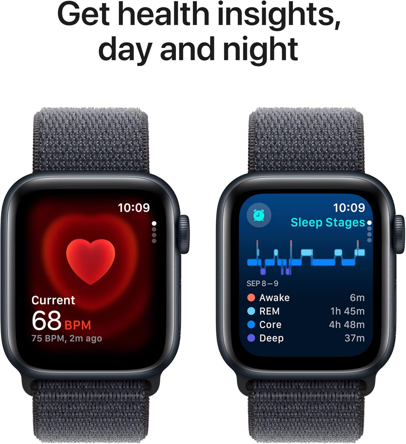 Apple Watch Se (Gps) - 2Nd Generation - 40 Mm - Midnight Aluminium - Smart Watch With Sport Loop - Soft Double-Layer Nyl