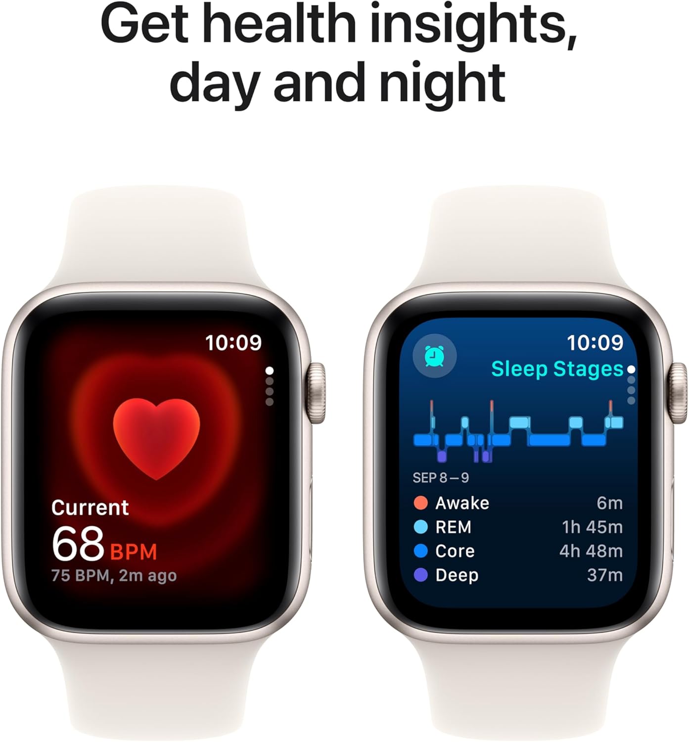 Apple Watch Se (Gps) - 2Nd Generation - 44 Mm - Starlight Aluminium - Smart Watch With Sport Band - Fluoroelastomer - St