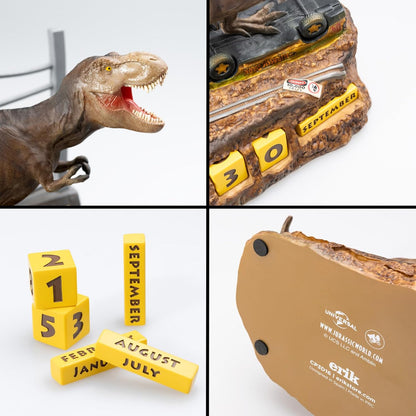 Grupo Erik Jurassic Park Ewiger Kalender - Jurassic Park Figur - 3D Kalender Tischkalender zum Aufstellen - Dauerkalender - Offizieller Jurassic Park Fanartikel Büro Deko