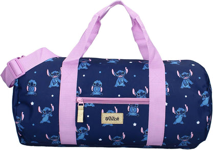 STITCH Feeling Right - Borsa da Sport Viaggio in poliestere con tracolla e manici - Travel Bag - dimensioni 45x22x22cm - Originale Disney Lilo e Stitch