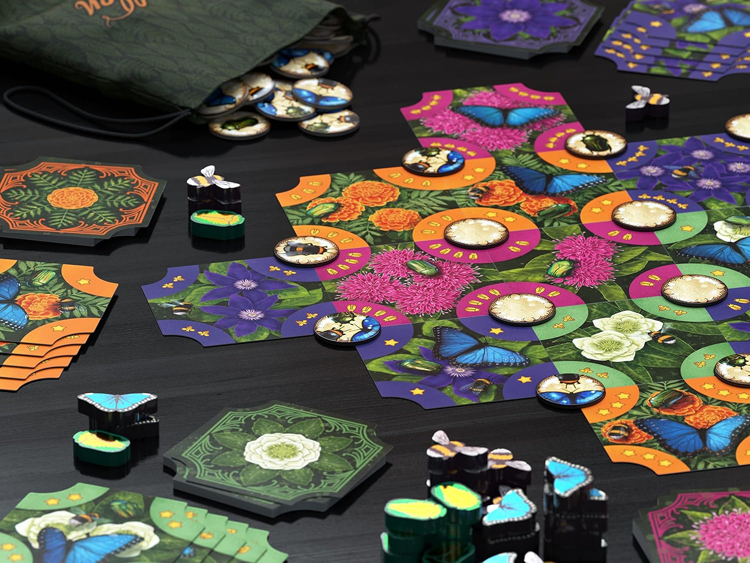 Pollen - Bard Game - Tile Laying Game - 2-4 Players - 40 Minute Play Time (Pollen Base Game