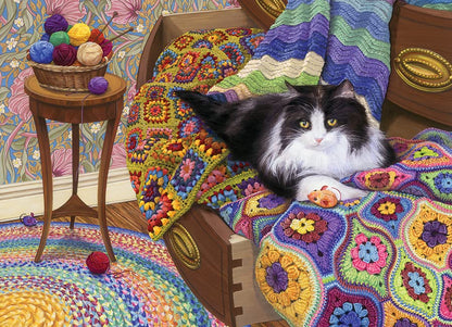 Cobble Hill 1000 Piece Puzzle Comfy Cat-Sample Poster Included