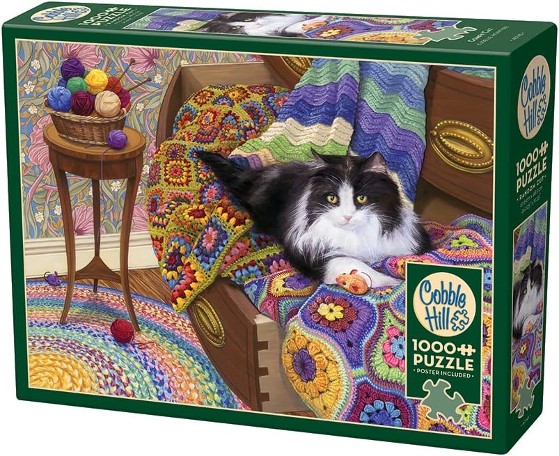 Cobble Hill 1000 Piece Puzzle Comfy Cat-Sample Poster Included
