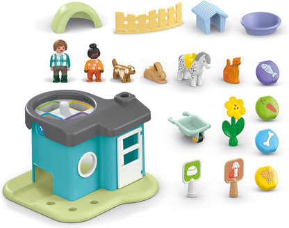 Playmobil Junior 71690 dierenpension, inclusief vier huisdieren, duurzaam speelgoed van kunststof op plantaardige basis, speelgoed voor kinderen vanaf 12 maanden