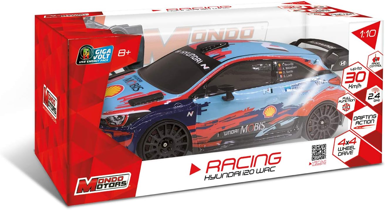 Mondo 63667 Hyundai i20 WRC Citroen Remote Controlled Vehicle, red RC 1:10 HYUNDAI I20 WRC