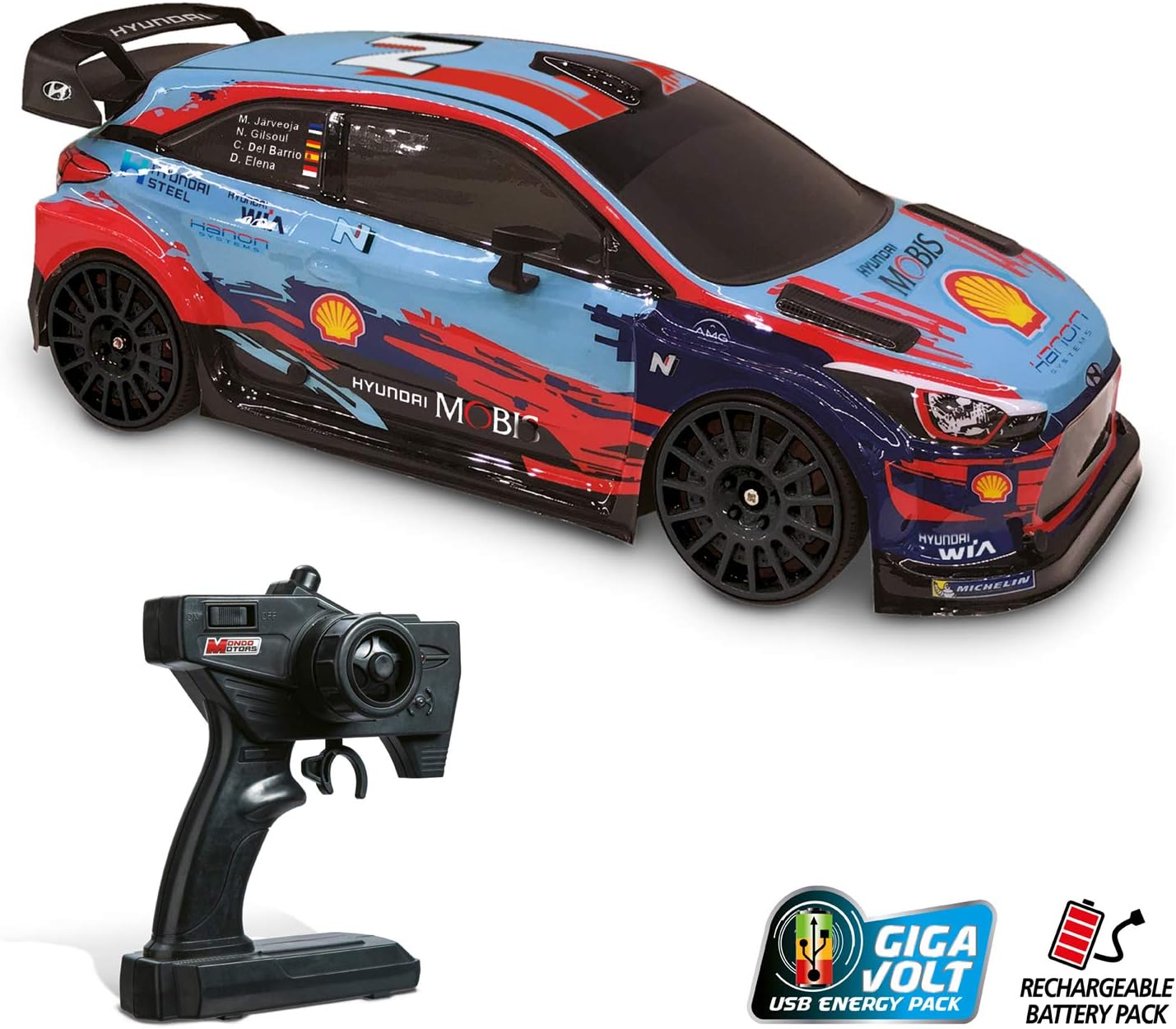 Mondo 63667 Hyundai i20 WRC Citroen Remote Controlled Vehicle, red RC 1:10 HYUNDAI I20 WRC