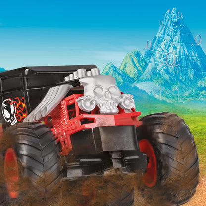 Mondo 63679 HOT WHEELS RC MONSTER TRUCK BONE SHAKER 17 Motors Remote Control Car for Kids 2.4 GHz-Red/Black-63679, Livery