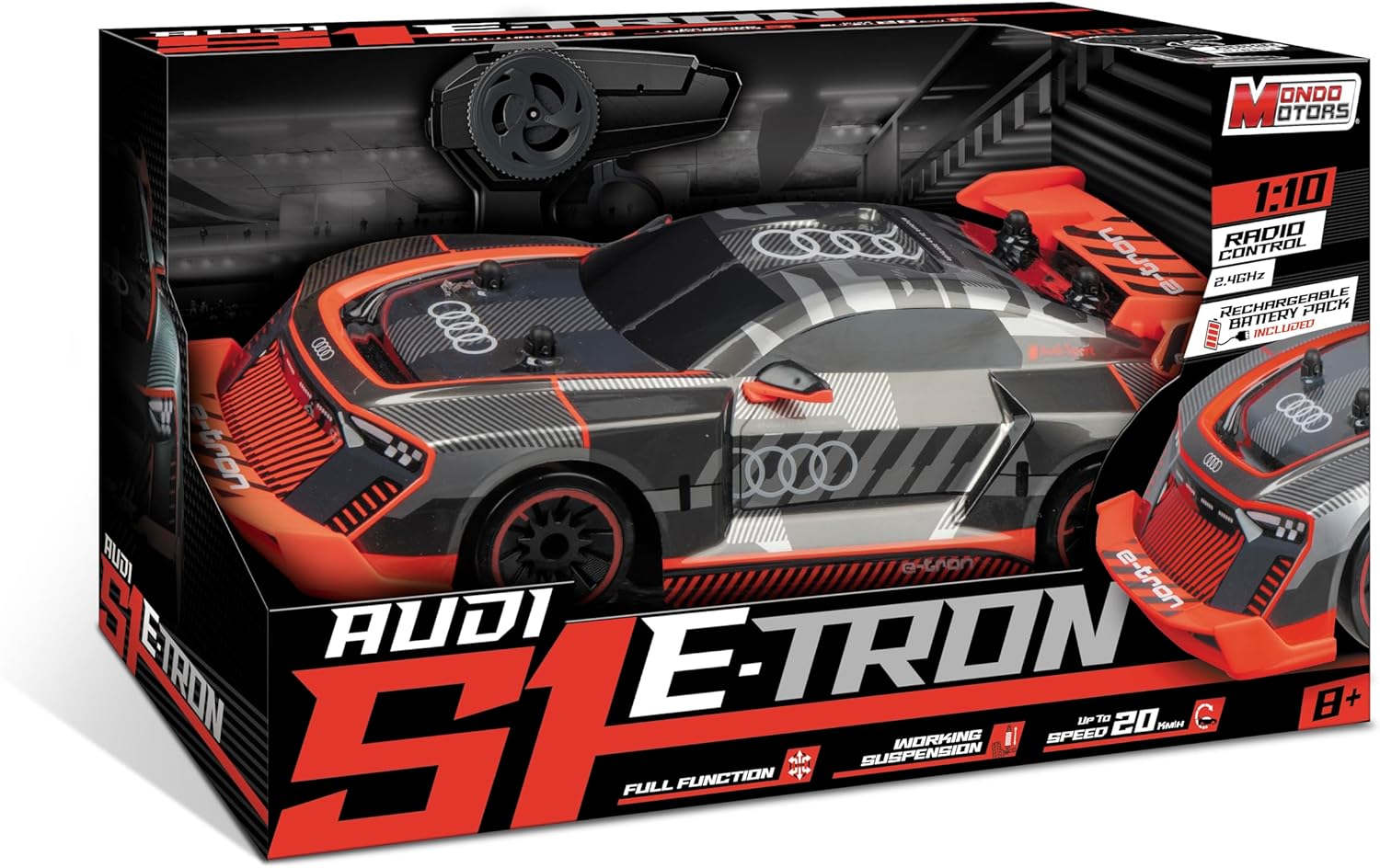 Mondo 63803 Modello in Scala 1:10 incluse-63803 Motors-Audi S1 E-TRON-2.4 GHz Scale RC Model-Batteries Included-63803, Racing Livery