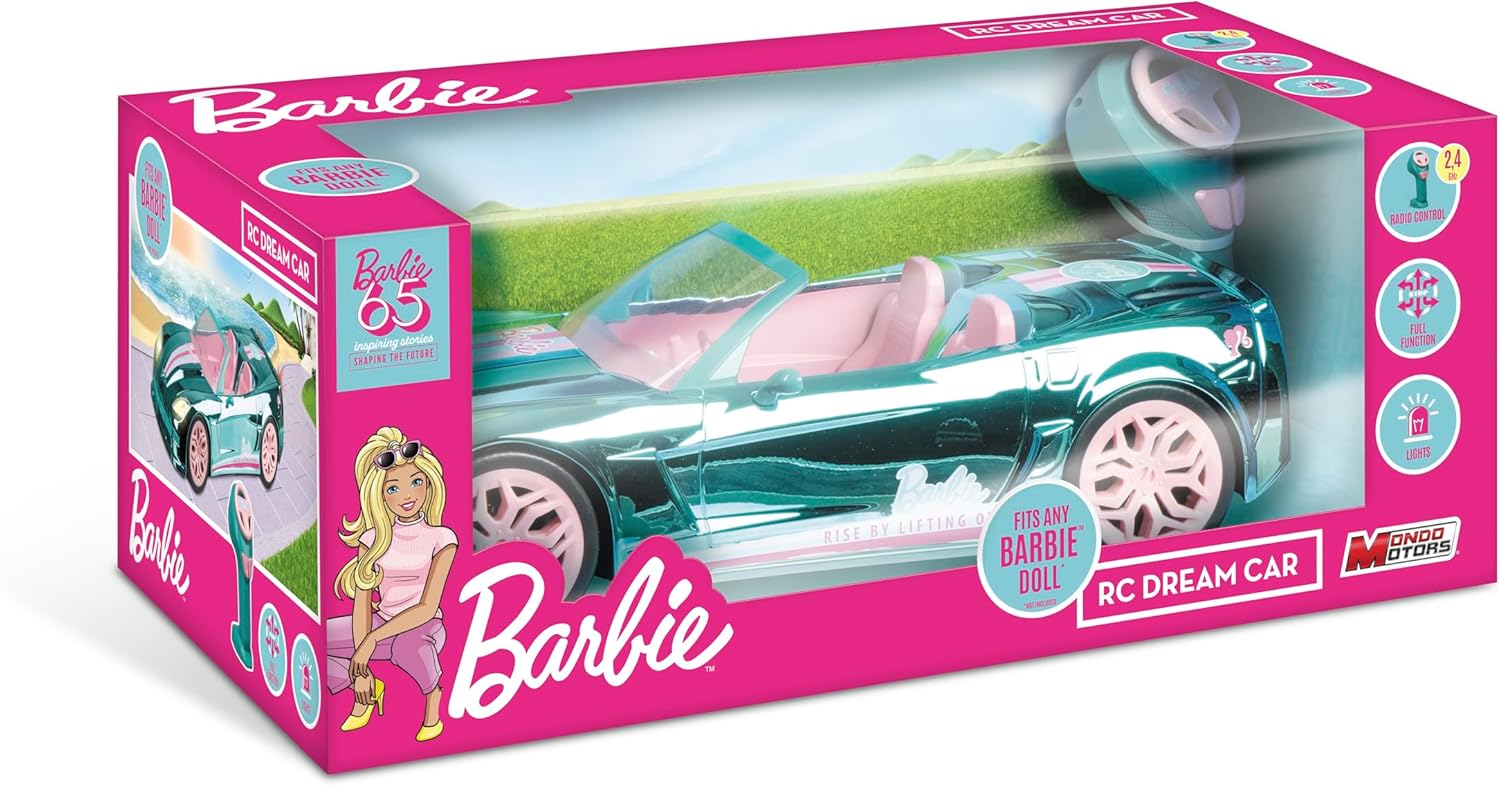 Mondo Motors - Barbie Dream Car 65th Anniversary - 2.4 GHz - ferngesteuertes Modell im Maßstab 1:14 - Leuchtende Scheinwerfer - 63811