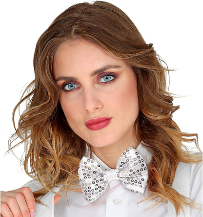 WIDMANN MILANO PARTY FASHION - Papillon con 4 luci LED, papillon, con paillettes, accessorio, carnevale Argento