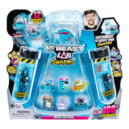 MrBeast Lab Swarms Mega-Laborpackung Hard Boiled; Experimentieren, Wasser hinzufügen, Reagenzglas schütteln, 12 Sammelfiguren enthüllen; 100+ zum Sammeln; Mega-Packung mit Panther der Sonderedition