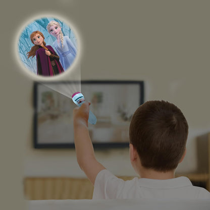 LEXIBOOK - Stories projector, Frozen torch light and projector with 3 discs, 24 images, create your own stories, LTC050FZ