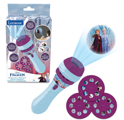 LEXIBOOK - Stories projector, Frozen torch light and projector with 3 discs, 24 images, create your own stories, LTC050FZ