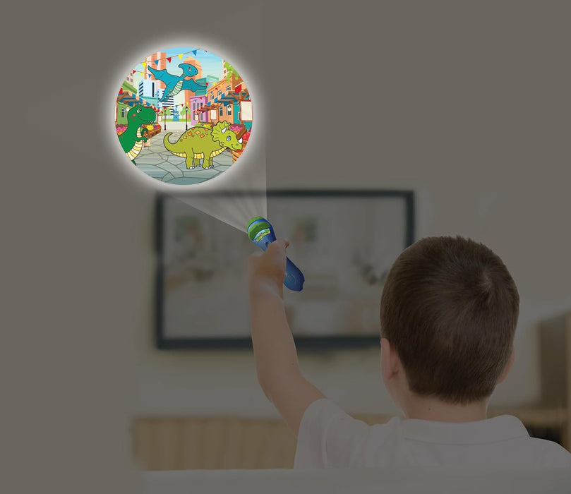Lexibook LTC050DINO Dinosaur, Torch Light and Projector with 3 Discs, 24 Images, Create Your own Stories, Blue/Green, Moyen