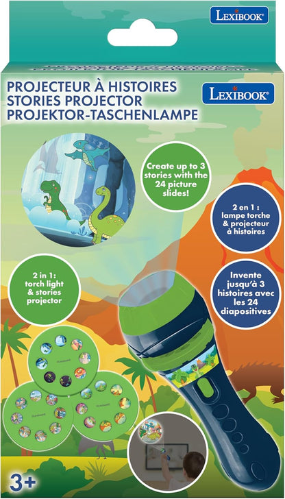 Lexibook LTC050DINO Dinosaur, Torch Light and Projector with 3 Discs, 24 Images, Create Your own Stories, Blue/Green, Moyen