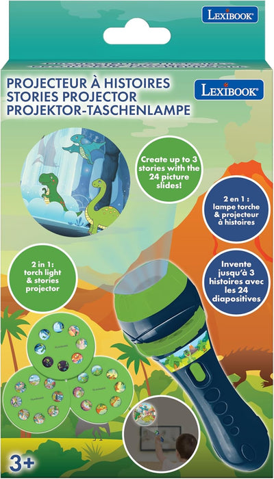 Lexibook LTC050DINO Dinosaur, Torch Light and Projector with 3 Discs, 24 Images, Create Your own Stories, Blue/Green, Moyen