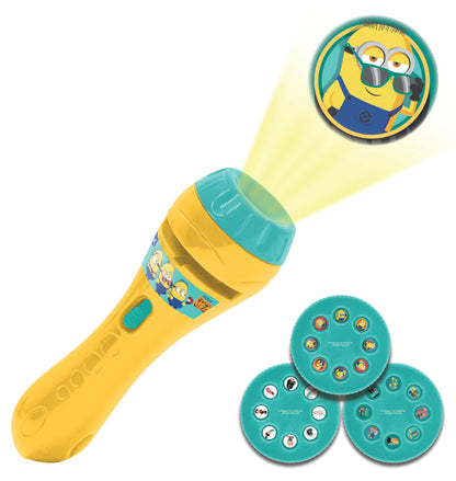 LEXIBOOK, Mi Villano Favorito, Proyector de Cuentos de los Minions y Linterna, Proyecta 24 imágenes de la película Mi Villano Favorito con 3 Discos, Amarillo/Azul, LTC050DES