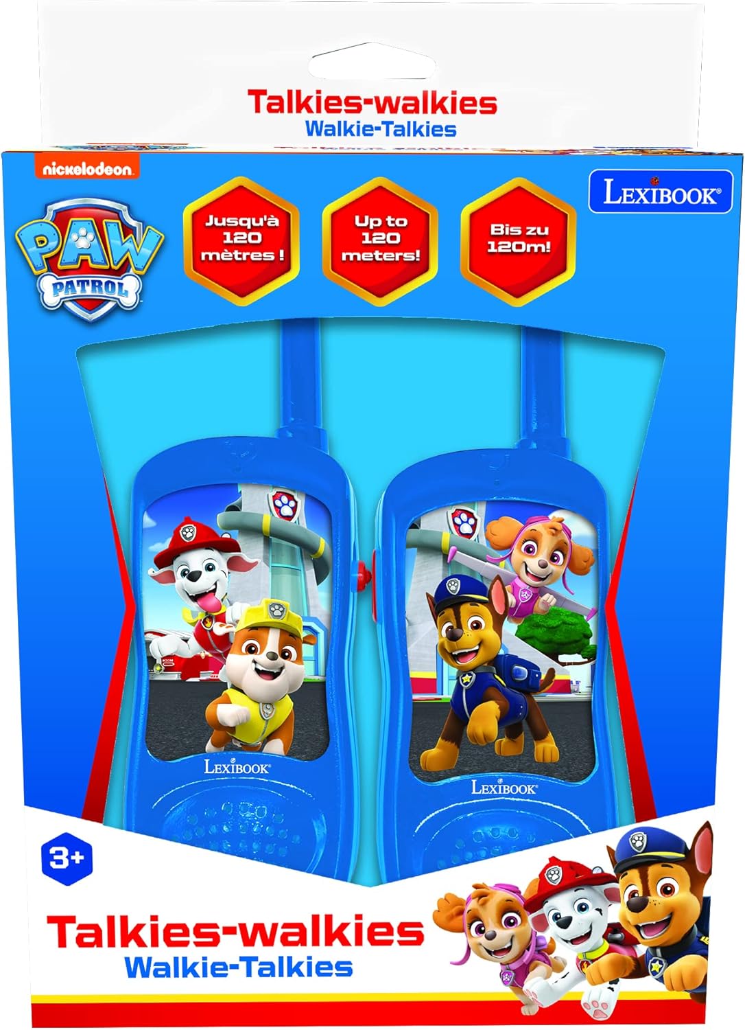 Lexibook Paw Patrol Walkie-talkies, Pinza para Colgar del cinturón, batería
