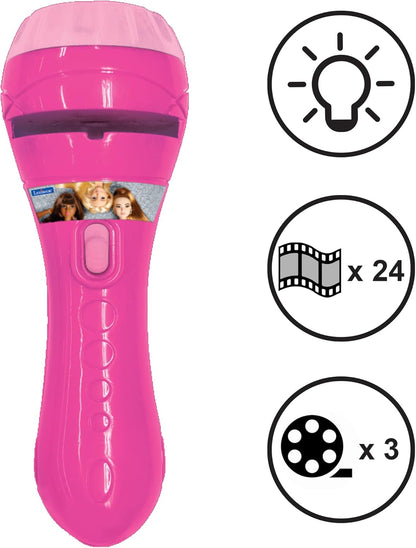 Lexibook LTC050BB Barbie, Torch Light and Projector with 3 Discs, 24 Images, Create Your own Stories, Pink