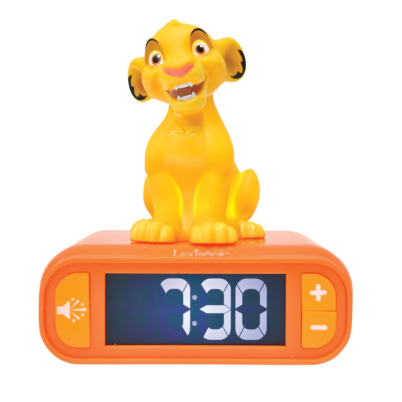 LEXIBOOK, Disney The Lion King, Simba Nightlight alarm clock, Sounds and Melodies, LCD Backlit screen, Luminous, Snooze, Yellow The Lion King - Simba