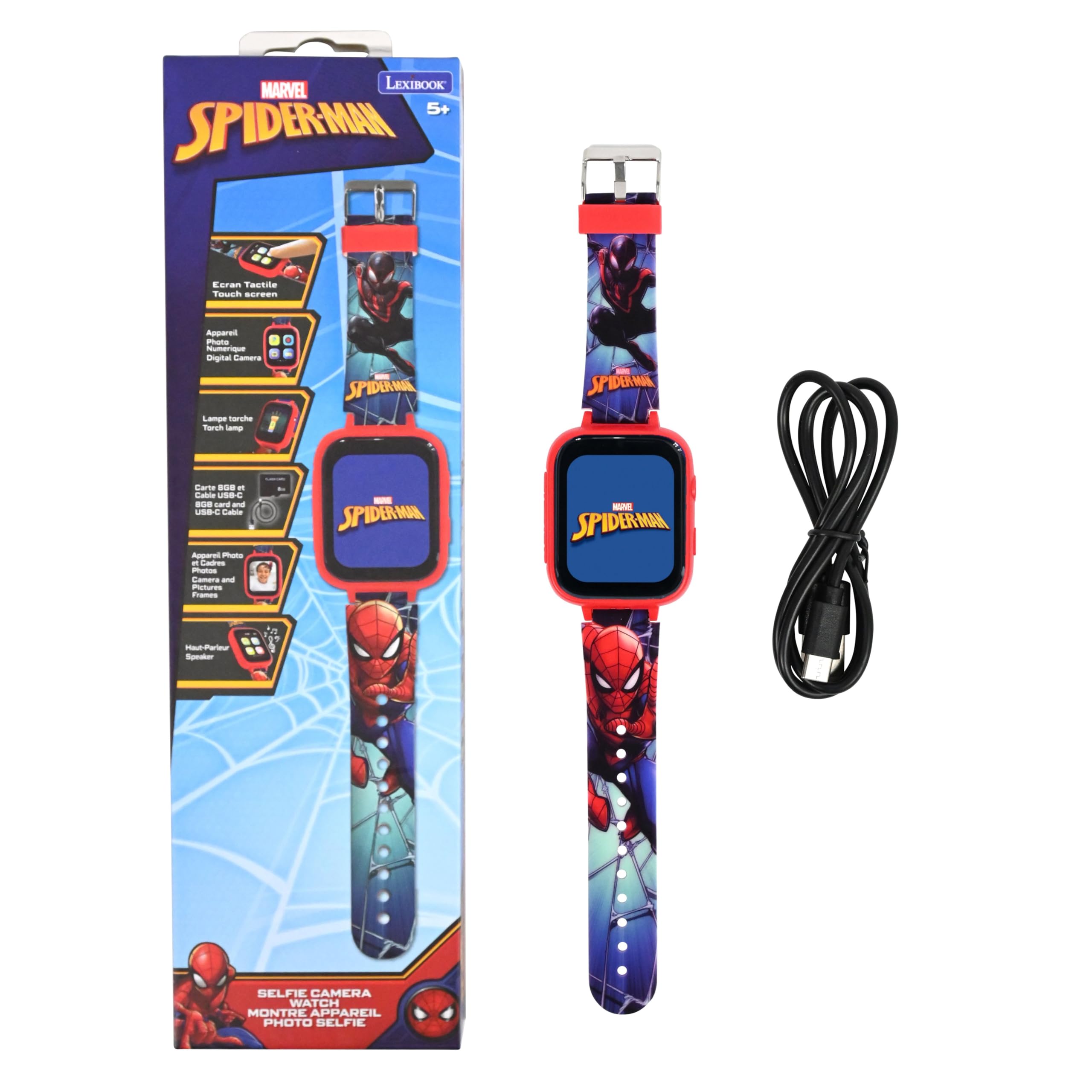 Lexibook - Spider-Man Kids Smartwatch With 8Gb Memory Card (Dmw070Sp)