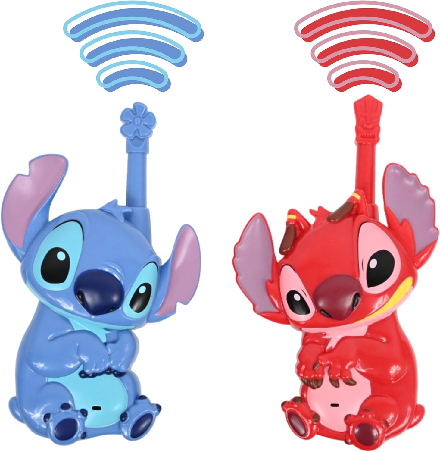 Lexibook, Disney Stitch, Stitch und Leroy 3D-Walkie-Talkies, 500m Reichweite, 2 Kommunikationskanäle, Gürtelclip, Blau/Rot, TW18D