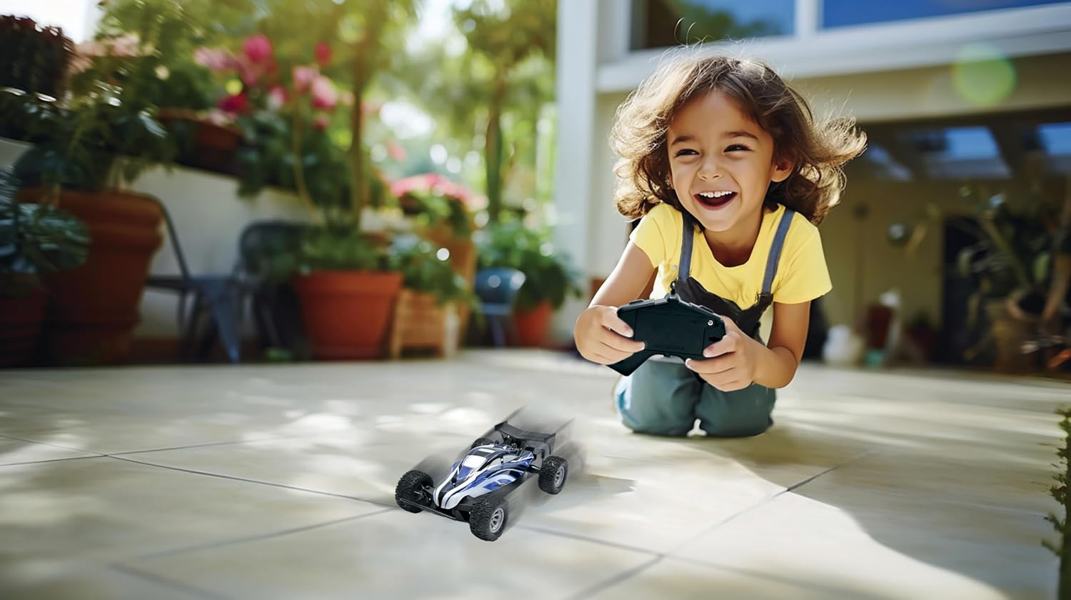 Lexibook, Crosslander® Mini Buggy, ferngesteuertes Buggy, Geschwindigkeit bis zu 15 km/h, Front- und Heckstoßfänger, wiederaufladbar, Blau, RC17