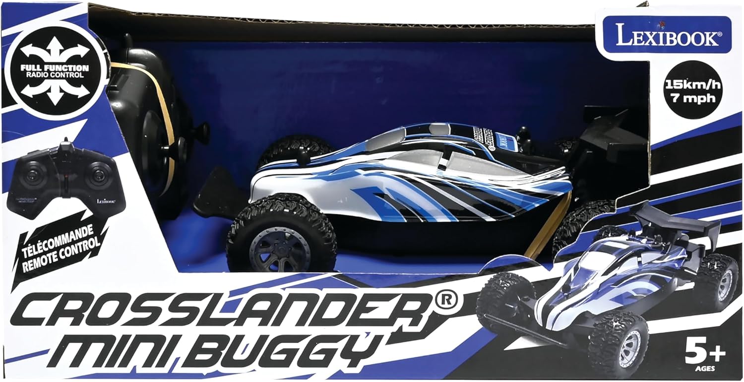 Lexibook, Crosslander® Mini Buggy, ferngesteuertes Buggy, Geschwindigkeit bis zu 15 km/h, Front- und Heckstoßfänger, wiederaufladbar, Blau, RC17