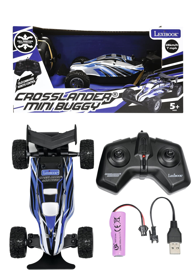 Lexibook, Crosslander® Mini Buggy, ferngesteuertes Buggy, Geschwindigkeit bis zu 15 km/h, Front- und Heckstoßfänger, wiederaufladbar, Blau, RC17