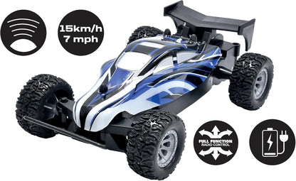 Lexibook, Crosslander® Mini Buggy, ferngesteuertes Buggy, Geschwindigkeit bis zu 15 km/h, Front- und Heckstoßfänger, wiederaufladbar, Blau, RC17