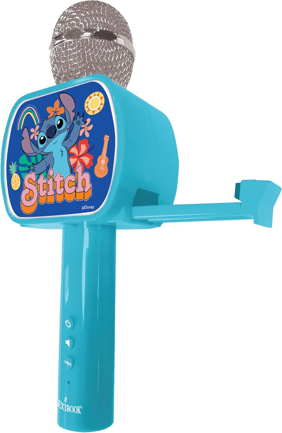 LEXIBOOK, Disney Stitch, Bluetooth® Microphone with voice change function, Built-in speaker, Phone holder included, Blue, MIC240D