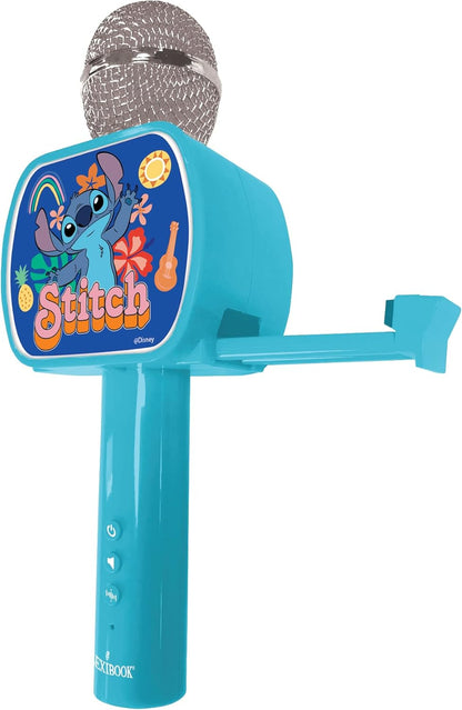 LEXIBOOK, Disney Stitch, Bluetooth® Microphone with voice change function, Built-in speaker, Phone holder included, Blue, MIC240D