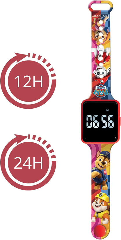 Lexibook DMW060PA Paw Patrol Digital watch, 12-hour or 24-hour time display, Blue/Red/Yellow