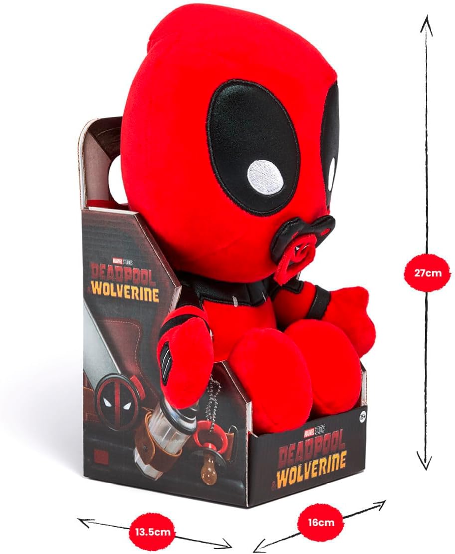 Simba Babypool plush figure, 26 cm, detailed superhero baby from the MARVEL Studios film Deadpool & Wolverine, toy for fans and collectors aged 15 and over