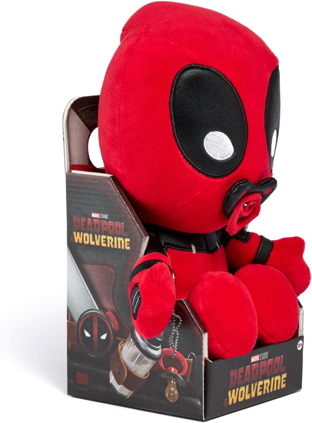 Simba Babypool plush figure, 26 cm, detailed superhero baby from the MARVEL Studios film Deadpool & Wolverine, toy for fans and collectors aged 15 and over