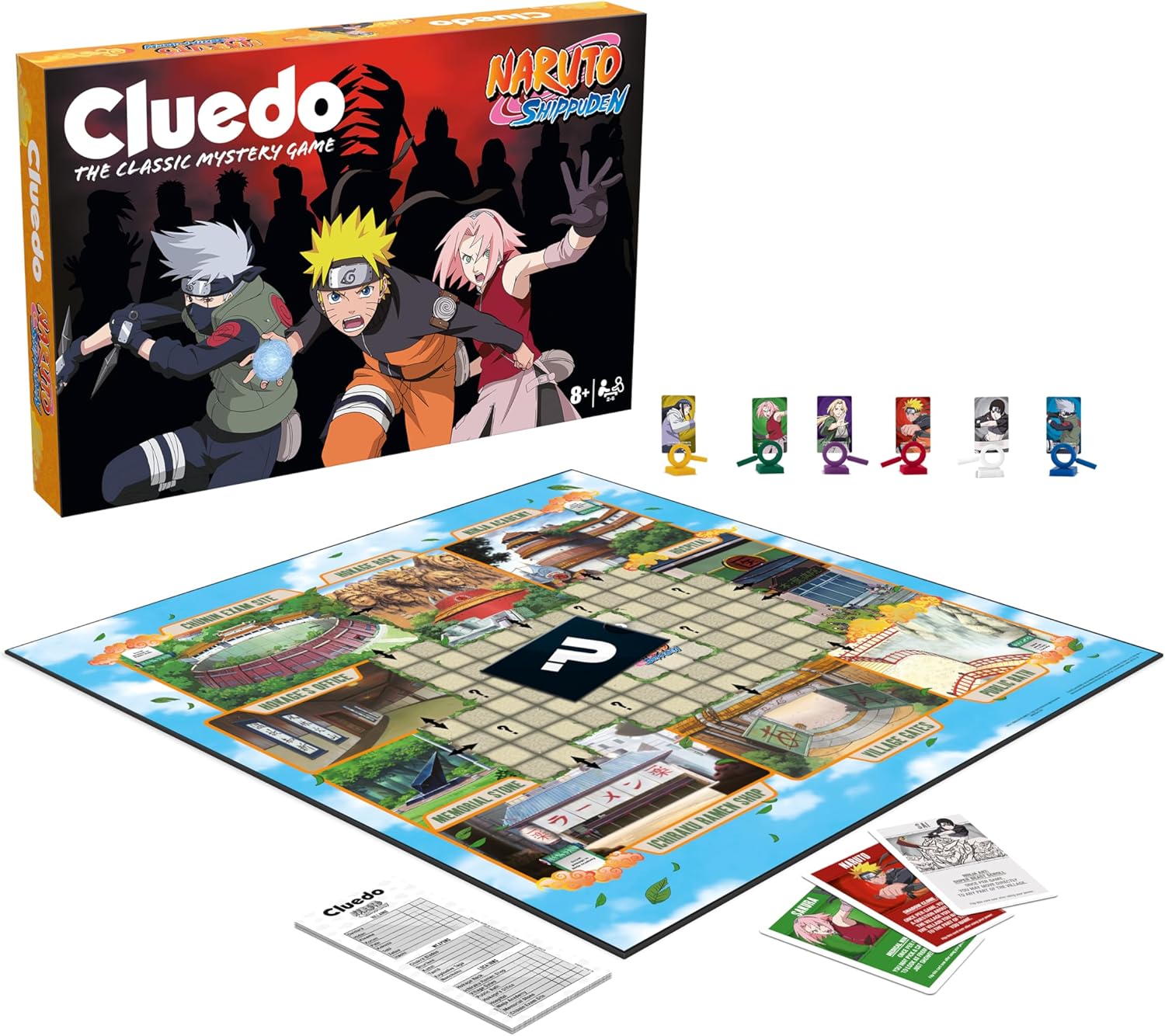 Winning Moves Naruto Cluedo perfect for 2–6 players and makes a great gift for fans aged 8 and up Enter locations like the Ninja Academy, Hokage Rock and Ichiraku Ramen Shop