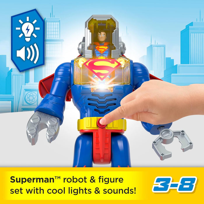 Fisher-Price Imaginext DC Super Friends Superman Toy Insider & Exo Suit 12-Inch Robot with Lights & Sounds for Kids Ages 3+ Years, JCT47
