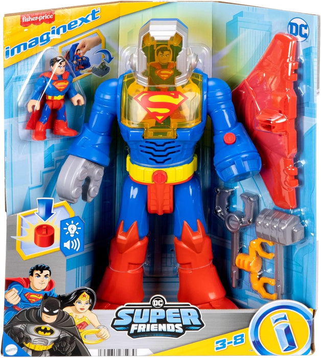 Fisher-Price Imaginext DC Super Friends Superman Toy Insider & Exo Suit 12-Inch Robot with Lights & Sounds for Kids Ages 3+ Years, JCT47
