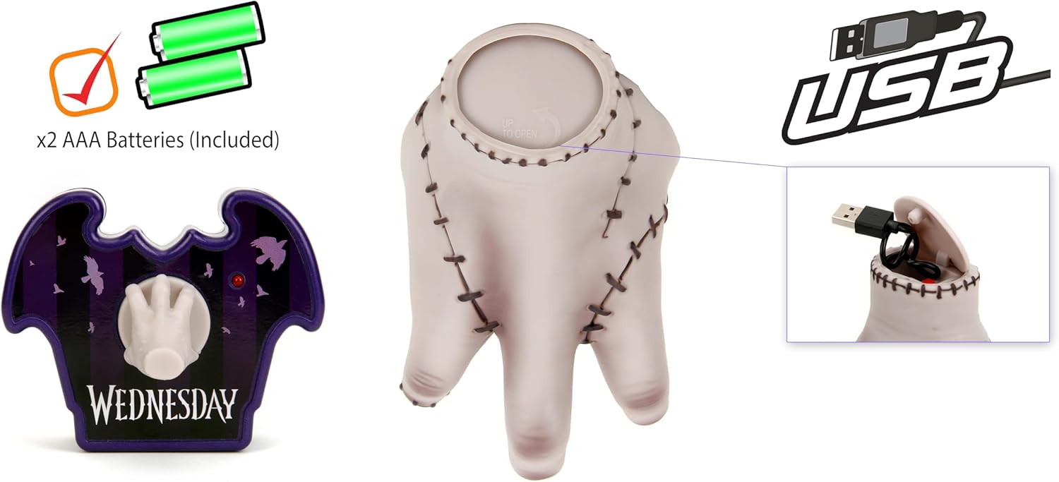 Jada Toys – Wednesday Addams Thing RC – Life-Size Remote Control Partner – Realistic Design, USB Charging, Toy for Adults and Kids