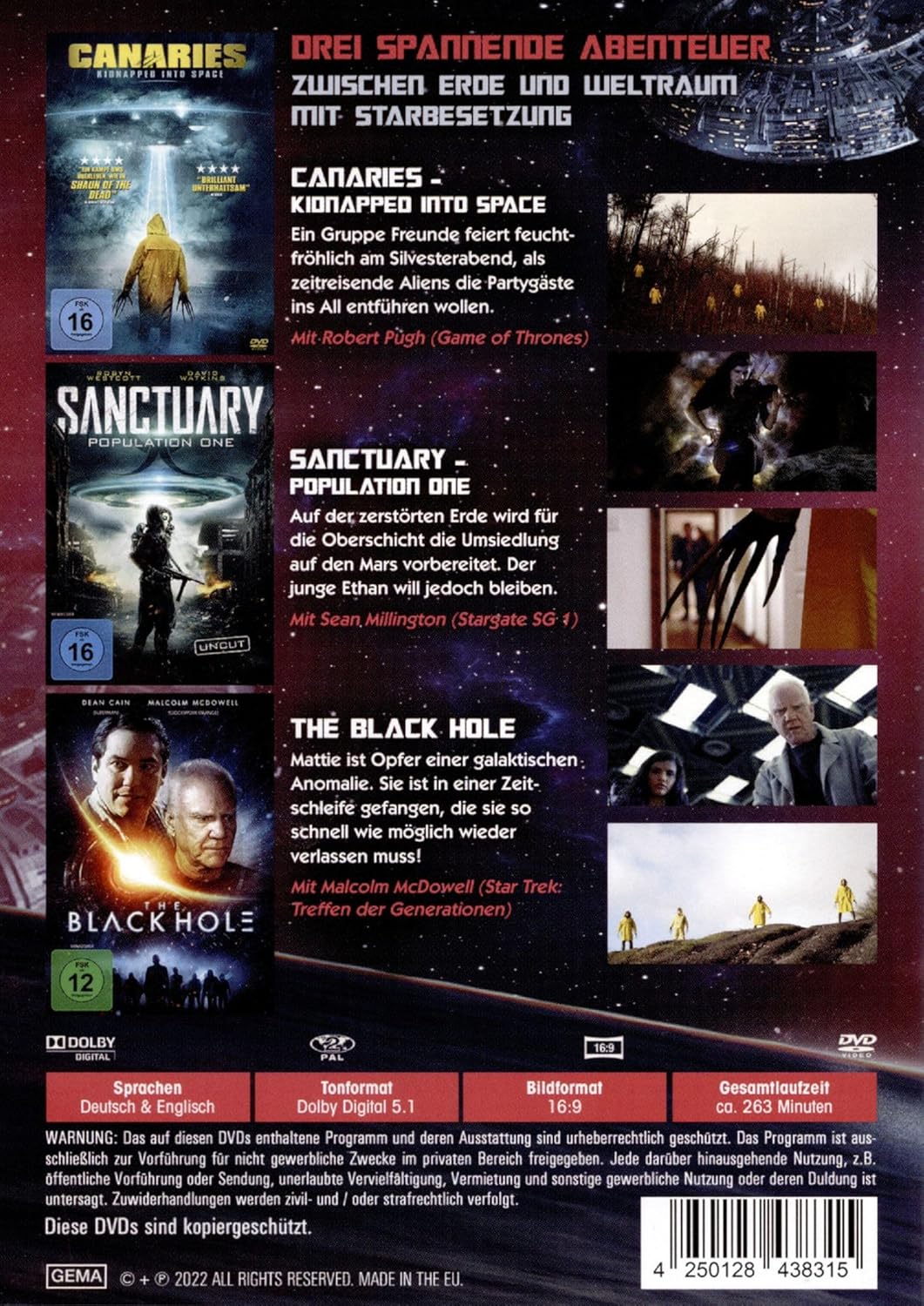 Outer Space Adventures Die grosse Sci-Fi-Box - (3 Filme) -  (Canaries - Kidnapped into Space, Sanctuary - Population One, The Black Hole