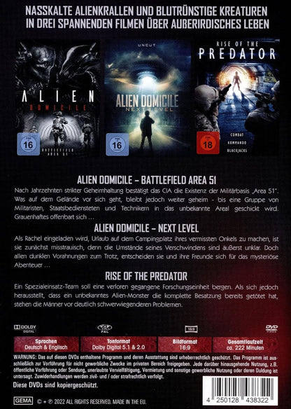 Alien Monsters - Kreaturen des Grauens - (3 Filme) -  (Alien Domicile: Battlefield Area 51, Alien Domicile: Next Level, Rise of the Predator