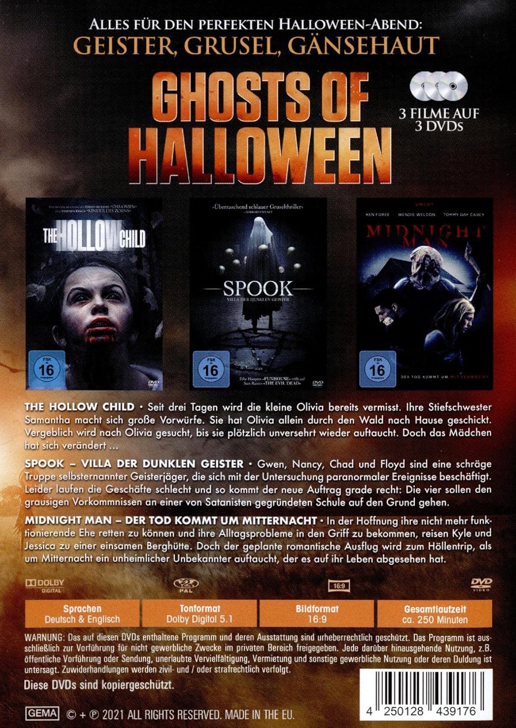 Ghosts of Halloween - (3 Filme) -  (The Hollow Child, Spook – Villa der dunklen Geister, Midnight Man – Der Tod kommt um Mitternacht
